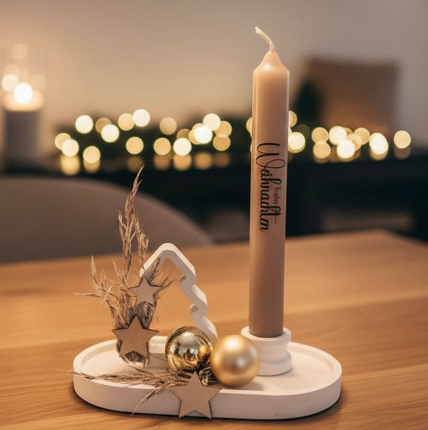Weihnachtskerze 'Frohe Weihnachten' - Elegante Tischdeko