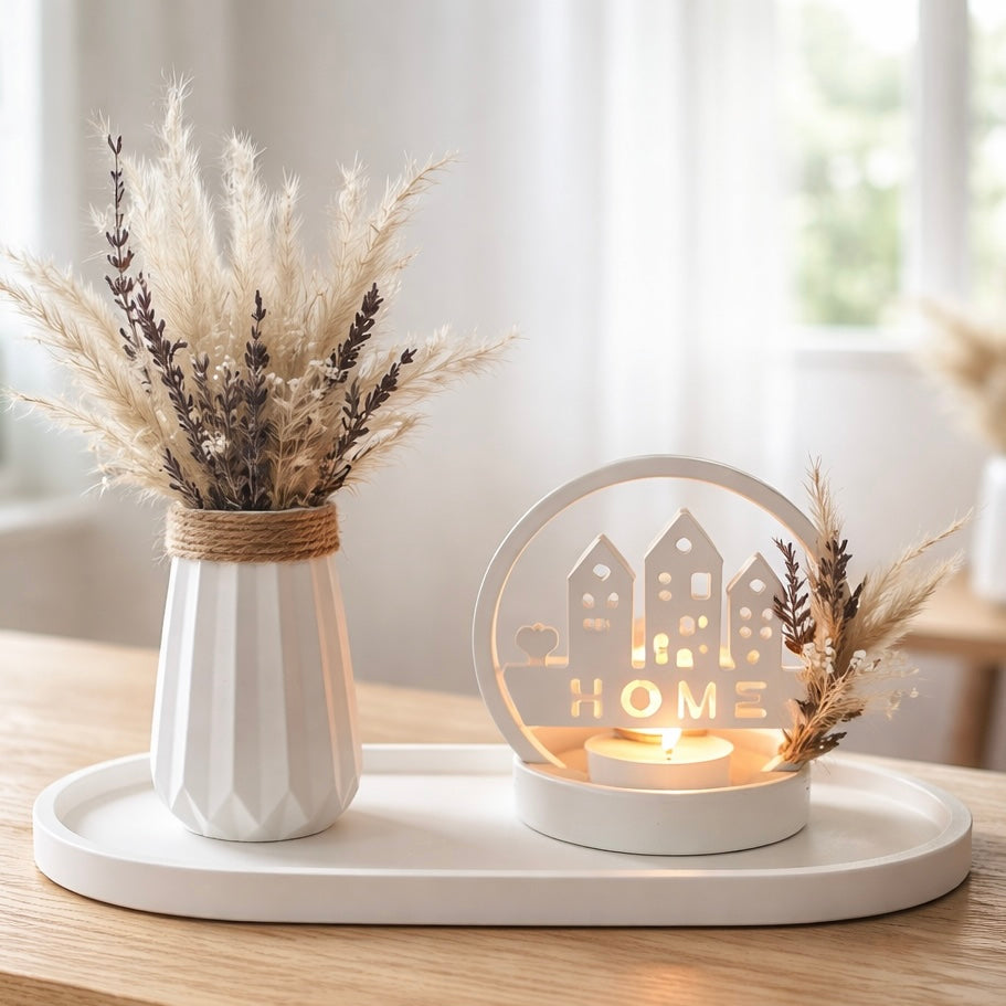 Home Deko-Set mit Vase & Teelichthalter