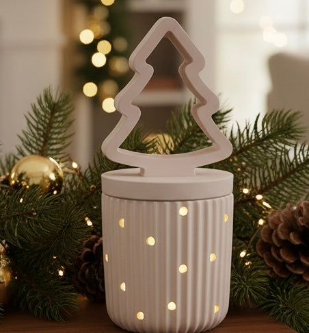 Weihnachtliche Lichterdose mit Tannenbaum