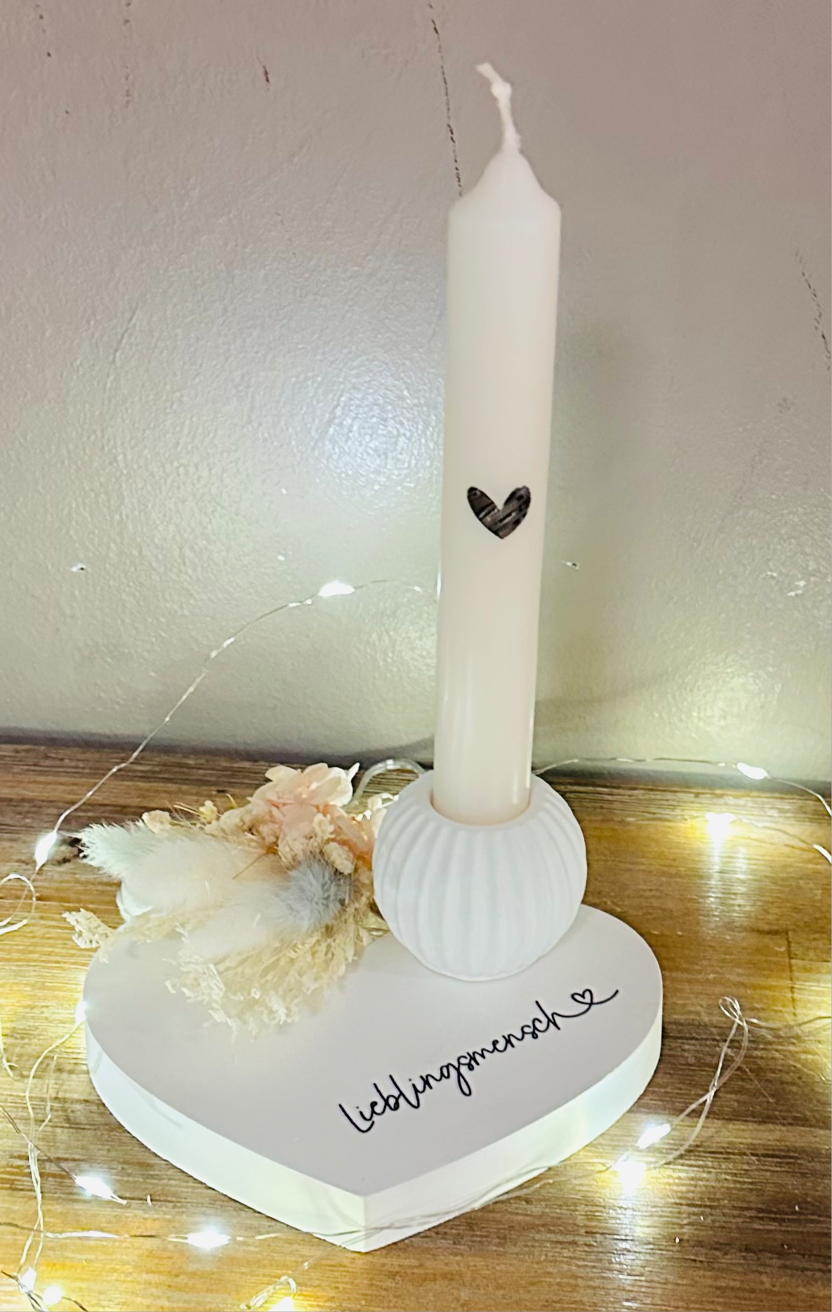 Geschenkset 'Lieblingsmensch' - Kerzenhalter mit Trockenblumen