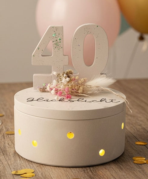 Glückslicht 30 - Handgefertigter Kerzenhalter zum 30. Geburtstag - JEANED