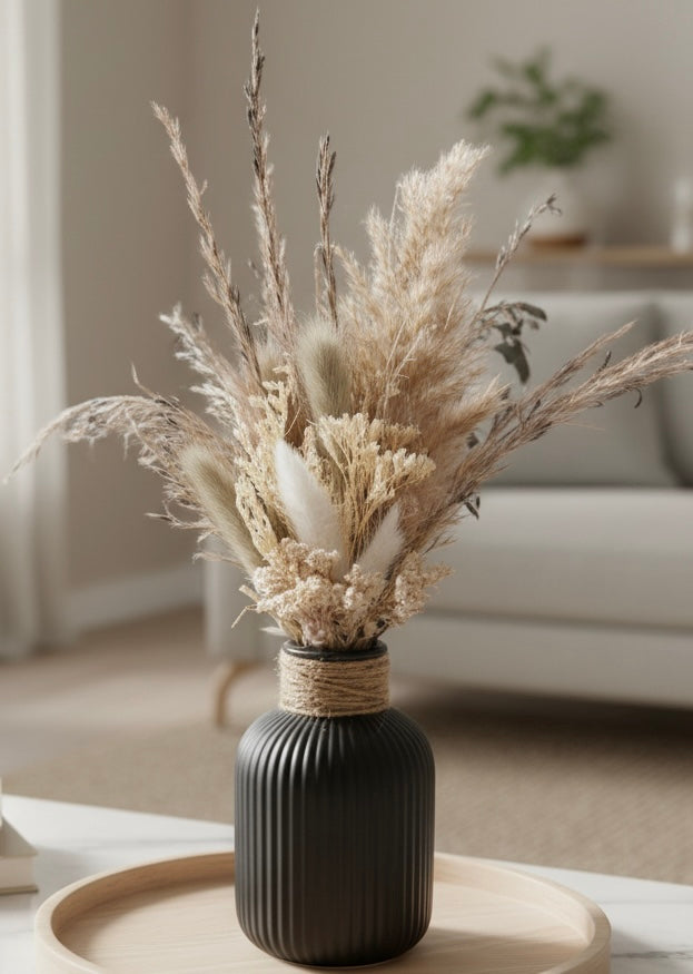Trockenblumen-Arrangement in Keramikvase - JEANED