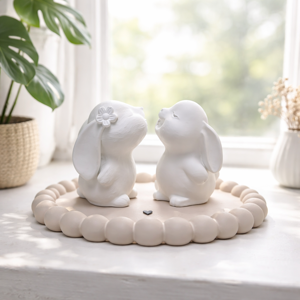 Hasen-Liebe auf Wolke - Handgefertigte Deko