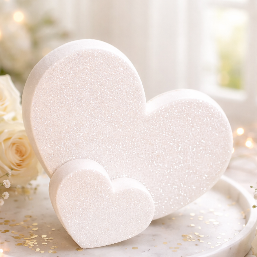 White Sparkle Hearts Decoration