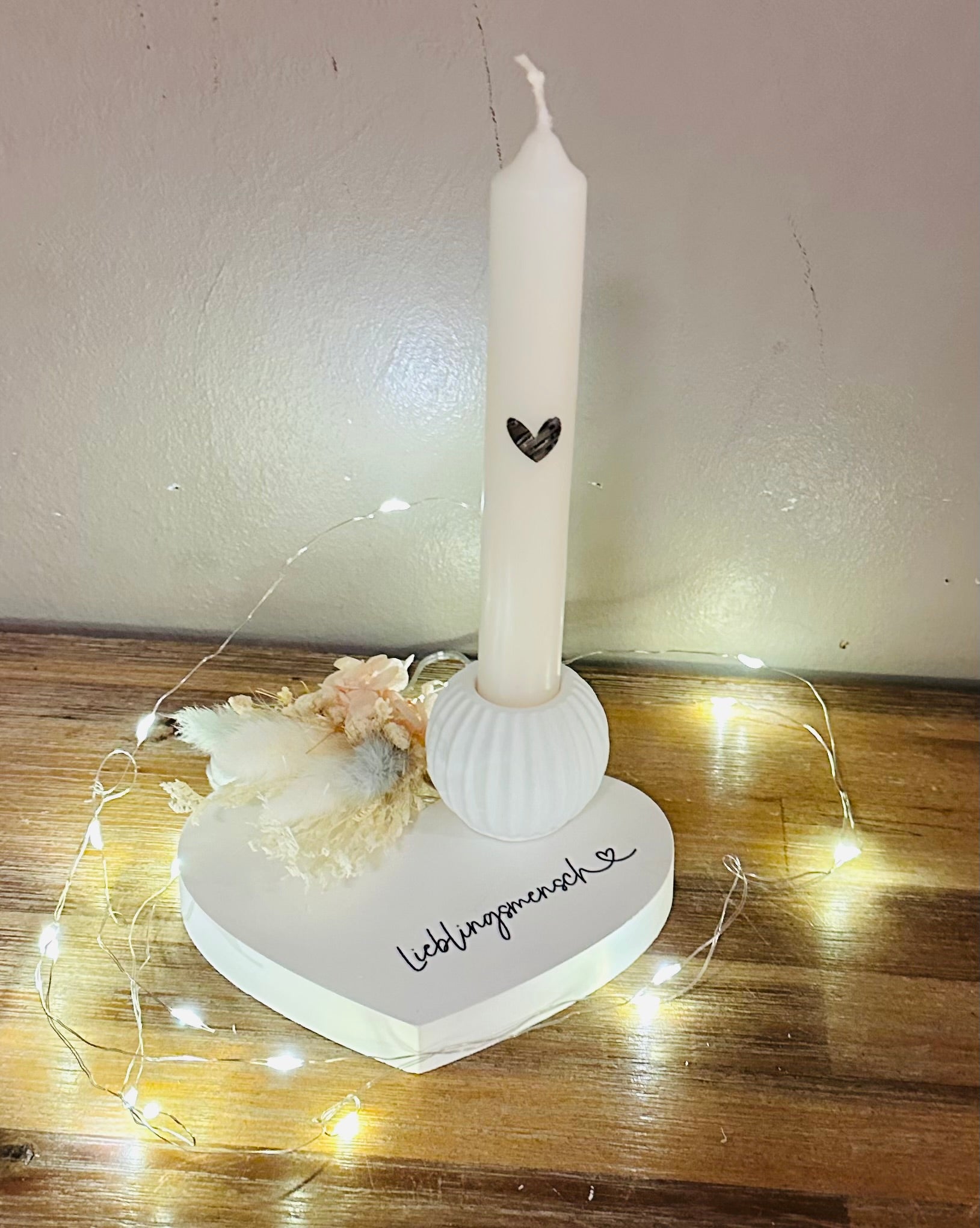 Geschenkset 'Lieblingsmensch' - Kerzenhalter mit Trockenblumen