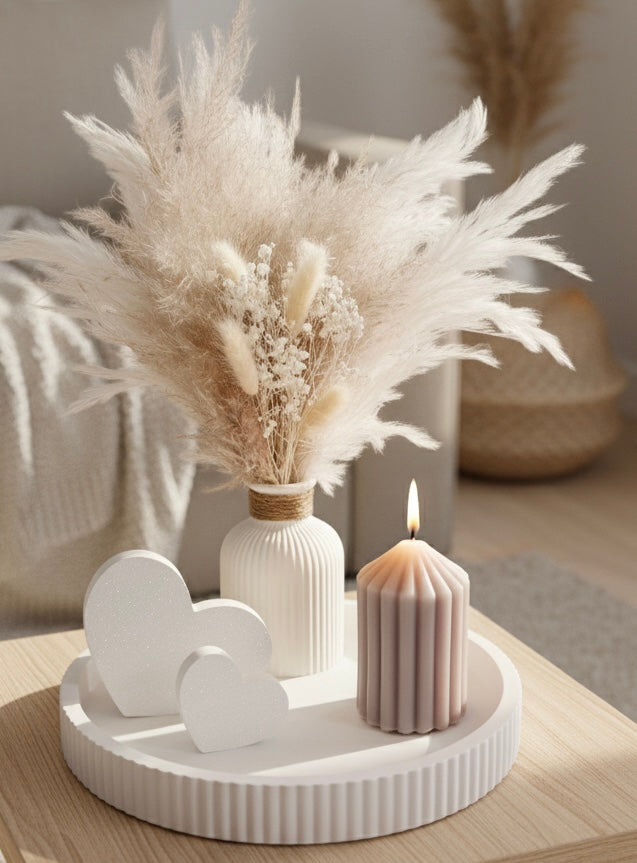 Premium Deko-Set mit Pampasgras & Kerzen